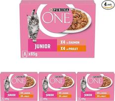 PURINA One Junior dispersinis padažas su lašišos ir vištienos skoniais kačiukui 8 x 85g (4 vnt.)