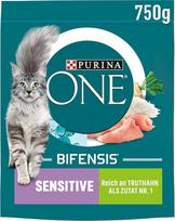 PURINA ONE Sensitive kalakutienos sausas maistas katėms 750 g maišelis