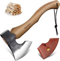 PURPLEBIRD kirvis kirvukas Mediniai stulpai 38,5 cm rankomis kalti su dėklu, išgyvenimo kirvis Vikingų kirvis Split Axe, lauko kirvis Bushcraft kirvis stovyklavimui, sodui