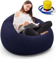 PVC pripučiama sofa - vienos sėdynės Bean Bag sofa, sulankstomas lauko Bean Bag, pripučiamas kamuolys kėdė, lengvas poilsio kėdė (mėlyna)