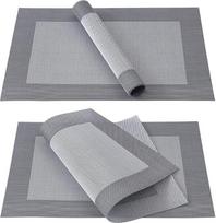 PVC stalo servetėlės, skirtos stalui, valgomajam, puodelių padėkliukai, plastikiniai, plaunami, atsparūs karščiui, skirti indams ir virtuvės reikmenims (spalva: pilka, dydis: 4 vnt. rinkinys) HGCHH