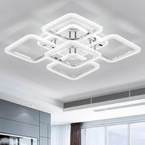 Qcyuui LED lubų šviestuvas, 100 W, reguliuojamas su nuotolinio valdymo pulteliu, kvadratinis lubų šviestuvas, modernus šviestuvo apšvietimas miegamajame, svetainėje, virtuvėje, šiaurietiškas dizainas