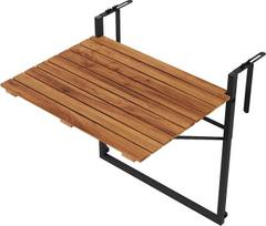 QLS balkono stalas 43 x 57 cm, reguliuojamo aukščio ir sulankstomas, pagamintas iš akacijos medžio | Vietą taupantis pakabinamas stalas balkonui ir terasai, tinka turėklams, kurių skersmuo yra nuo 0,5 iki 13,7 cm, lanksčiai reguliuojamas