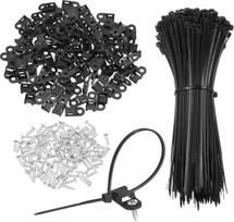 QUARKZMAN 240 vnt. 3x150 mm plastikiniai kabelio raišteliai su 19x9,4x4,8 mm M4 skylės plastikiniais kabelio raištelių laikikliais, tvirtinamais M3x12 mm varžtais, skirti kabeliams tvirtinti ir tvarkyti namuose bei biure, juodos spalvos