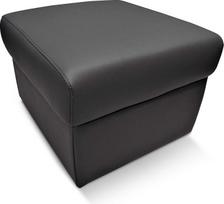 Quattro Meble Toledo Nero sulankstoma taburetė su laikymo vieta 50 x 50 x H 40 cm Juoda natūralios odos taburetė Karvės odos sėdynė Kubas Kojinė Puff