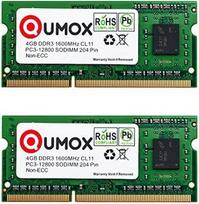 QUMOX 8GB (2 x 4GB) 1600 DDR3 4GB PC3-12800 SO-DIMM PC3 RAM nešiojamojo kompiuterio atmintis, 204 kontaktų, CL11
