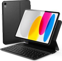 QWERTZ dėklas su klaviatūra "iPad 11 2025 A16"/"iPad 10 Generation 10.9 Inch 2022", itin plonas, su magnetine "Bluetooth" klaviatūra, C tipo įkrovimo funkcija, juodas