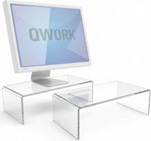 QWORK® 2 vnt. akrilo monitoriaus stovai, ekrano pakėlėjai, akrilo lentynos, 40 x 20 x 10 cm, skirti kompiuterio monitoriui ir nešiojamajam kompiuteriui