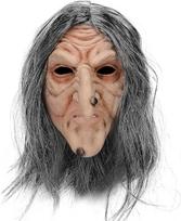 Raganos kaukė suaugusiems: senutės kaukė su pilkais plaukais, karnavalo ir Helovino kostiumas, vaiduoklių namų cosplay rekvizitas