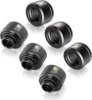 RAIJINTEK PELIAS Black - D141806 G1/4" 14 mm OD tiesios žalvarinių kietųjų vamzdžių jungtys kompiuterio vandens aušinimui, juodos spalvos, 6 vnt.