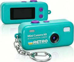 Raktų pakabukas su skaitmenine kamera, 1080P mini kamera su 8GB kortele, nuotraukų ir vaizdo įrašų fiksavimas, 12 filtrų ir 16 kartų priartinimas, 2 MP skaitmeninė kamera pradedantiesiems, paaugliams ir suaugusiems (mėtų žalia)