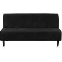 Rankų Futon dangtelis Stretch Sofa lova Slipcover Baldų apsauga Elastinga itin minkšta Velvetas Aukštos Spandex audinys Sofa skydas Futon dangtelis (juoda)