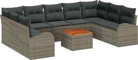 Rantry 10-ties vietų sodo sofos komplektas su kilimais Grau Poly Rattan Gartenlounge Modelis3347622