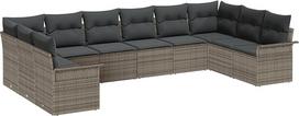 Rantry 10-ties vietų sodo sofos komplektas su kilimais Grau Poly Rattan Gartenlounge Modelis3345539