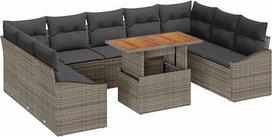 Rantry 10-ties vietų sodo sofos komplektas su kilimais Grau Poly Rattan Gartenlounge Modelis3358617