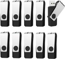 RAOYI 10 vnt. 16GB birių USB 2.0 "Flash" diskų sukiojamų nykščių diskų Jump Drive Memory Stick Zip diskas su LED indikatoriumi (juodas)