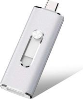 RAOYI 64GB USB 3.1 dvigubas (Type-C ir Type-A) OTG USB atmintukas, skirtas duomenų saugojimui, tinka „Type-C“ tipo išmaniesiems telefonams, „Samsung Galaxy“, kompiuteriams, planšetiniams kompiuteriams ir naujajam „MacBook“ (sidabrinis)