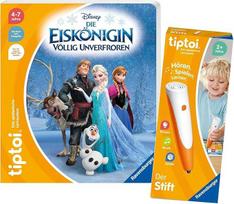 Ravensburger tiptoi rinkinys: Tiptoi rinkinys: "Frozen Frozen - visiškai neužšalęs" (knyga vaikams) + 00110 tiptoi rašiklis, lavinamasis žaislas vaikams