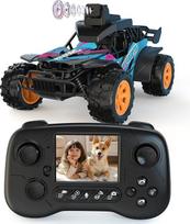 RC automobilis su kamera, FPV nuotolinio valdymo automobilis, 2,4 GHz, 2,8 colio ekranas, 60° kampu reguliuojama kamera, tiesioginis vaizdo perdavimas, valdymas per programėlę arba radijo bangomis, 2 greičiai, akumuliatorius, visureigis RC sunkvežimis, do