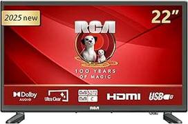 RCA E22 TV 22 colių 1080p LED mini televizorius 56 cm Full HD Dolby Audio Trigubas imtuvas (DVB-C/-S2/-T2) VGA/HDMI/USB Viešbučio režimas [2025] [E energinė klasė]