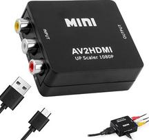 RCA į HDMI keitiklis, AV į HDMI adapteris, 1080P „Mini RCA“ kompozicinis CVBS AV į HDMI garso perjungiklis, palaiko PAL/NTSC, garso išgavimo įrenginys, skirtas televizoriui, PS2, Xbox, VCR, VHS ir DVD grotuvui