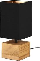 Reality Leuchten Woody R50171080 Stalo lempa Matinis juodas metalinis pagrindas Medinis audeklo gaubtas Juoda/auksinė Be 1x E27
