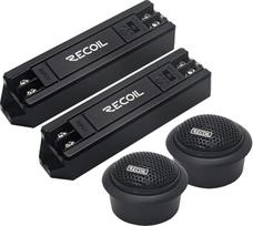 RECOIL RET1 automobilių aukšto dažnio garsiakalbis su šilko kupolu ir neodimio magnetu, 3 pakopų kryžminis filtras | Maks. 60 W, 30 W RMS, 87 dB, 2,5 kHz–20 kHz, 45 mm – aukšto dažnio garsiakalbių pora