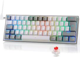 Redragon K617 Fizz 60% QWERTY ES žaidimų klaviatūra LED apšvietimo žaidimų klaviatūra su USB-C kabeliu Itin kompaktiška klaviatūra 62 klavišai "Hot Swap" jungiklis Raudona kompiuteriui / Windows