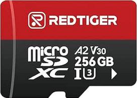 REDTIGER Greita 256GB "Micro SD" kortelė su adapteriu, microSDXC UHS-I 10 klasės, U3, V30 A1, palaiko "Dash Cam" ir 4K vaizdo įrašymą