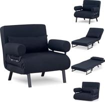 Reguliuojama 4-in-1 sofa-lova – juoda – 100 cm | Sulankstoma sofa, vietą taupanti svečių lova, 150 kg apkrova, metalinis rėmas ir linas