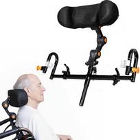Reguliuojama vežimėlio galvos atrama – ergonomiška kaklo atraminė pagalvė vyresnio amžiaus žmonėms ir neįgaliesiems, aukštis reguliuojamas nuo 36 iki 49 cm, plotis reguliuojamas nuo 30 iki 60 cm, skirta universaliems vežimėliams