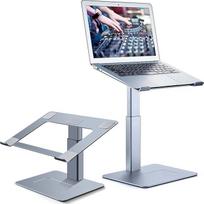 Reguliuojamo aukščio nešiojamojo kompiuterio stovas, nešiojamojo kompiuterio stovas stalui, stovimas, DJ nešiojamojo kompiuterio stovas, kompaktiška alternatyva stovimam stalui, tinka "MacBook" ir visiems 13-16,5 colių nešiojamiesiems kompiuteriams, pilka