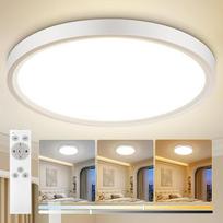 Reguliuojamo ryškumo LED lubų šviestuvas, 14 W, 3000 lm, LED lubų lempa, 3000–6500 K, Ø 40 cm | su nuotolinio valdymo pultu, naktinio apšvietimo režimu,Vonios kambario lubinis šviestuvas, IP54, atsparus vandeniui, skirtas svetainei, miegamajam, virtuvei,