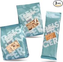 REISHUNGER Makaronai be glitimo, pagaminti iš viso grūdo ryžių, 3 x 400 g, turtingi maistinių medžiagų - originalūs itališki ryžių makaronai kaip Penne, Fusilli ir Spageti - ryžių makaronai, tinkami sergant celiakija