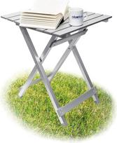Relaxdays Klapptisch, wetterfest, Beistelltisch HBT: 61 x 49,5 x 47,5 cm für den Garten, robustes Aluminium, silber