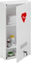 Relaxdays Medicinos spintelė Plieninė aukštis 60 x gylis 30 x 12 cm Balta | Medicinos spintelė, Užrakinama, 3 skyriai, Medicinos spintelė