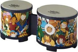 Remo RH-5600-00 Rhythm Club Bongo Drm. 5 colių ir 6 colių aukščio, 4,5 colio, renesansinės odos, tvirtai iš anksto sureguliuotos, skirtos vaikams nuo 3 metų