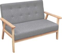Retro sofa ir sėdmaišis Hellgrau Stoff Sofagarnitur für Wohnzimmer, Esszimmer, Apartment (113,5 x 67 x 73,5 cm)