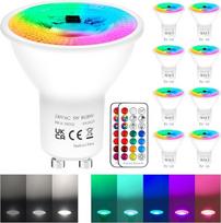 REYLAX GU10 LED RGB lemputės su reguliuojamu apšvietimu ir nuotolinio valdymo pultu, GU10 lemputės