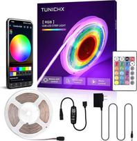 RGB COB juosta su radijo nuotolinio valdymo pultu, 5 m ilgio didelio tankio 24 V DC juostelė su 2880 šviesos diodais, reguliuojamo ryškumo, UL sertifikuota FCOB juosta, CRI 90+, spalvingas apšvietimas kambario dekoravimui