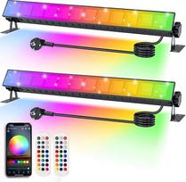 RGB LED prožektorius 30 W, 2 RGB prožektorių pakuotė lauke su 360° nuotolinio valdymo pultu ir "Bluetooth" programėle LED sieninė poveržlė IP66 vandeniui atspari vakarėlių šviesa sodo šventėms Scenos žibintai Kalėdos Helovinas