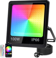 RGB LED prožektorius, 100 W, RGB prožektorius su 360° nuotolinio valdymo pultu