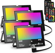 RGB LED prožektorius lauke, 50 W prožektorius su nuotolinio valdymo pultu, 120 spalvų, 5 režimai, spalvą keičiantis prožektorius, LED vidaus apšvietimas, 5000 lm, šalta balta, IP66 atsparus vandeniui lauko prožektorius sodui, kiemui, garažui, prieškambari