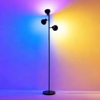 RGB LED toršeras, 3 lemputės, modernus reguliuojamo ryškumo toršeras, 36 W, 2800 lm, su nuotolinio valdymo pultu ir jutikliniu jungikliu, lanksčios šviesos galvutės, juodos spalvos, puikiai tinka svetainei, miegamajam ir skaitymo kampeliui