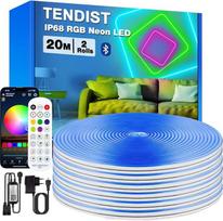 RGB neoninė LED juosta, atspari vandeniui, IP68, LED juosta lauko naudojimui, lanksti juosta su „Bluetooth“ ir išmaniąja programėle, lanksti neoninė lauko šviesa su sinchronizavimu su muzika, skirta sodui, balkonui, terasai (2 × 10 m)