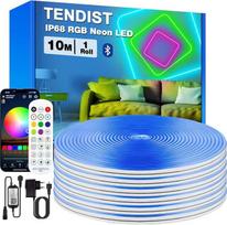 RGB neoninė LED juosta, atspari vandeniui, IP68, LED juosta lauko naudojimui, lanksti, su „Bluetooth“ ir išmaniąja programėle, lanksti neoninė lauko lempa su sinchronizavimu su muzika, skirta sodui, balkonui, terasai (10 m)