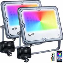 RGB prožektorius 50 W RGB LED lauko prožektorius su "Bluetooth" programėlės valdymu IP66 Vandeniui atsparus lauko prožektorius Smart RGBW spalvų keitimas Dimmable Floodlight nuotaikos šviesa sodo vakarėlių scenoms