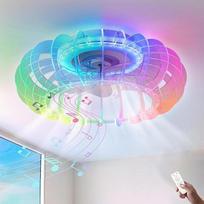 RGB tylus lubų ventiliatorius su apšvietimu LED lubų šviestuvas su ventiliatoriumi ir nuotolinio valdymo pulteliu Užtemdomas vaikų kambario šviestuvas su "Bluetooth" garsiakalbiu Muzikinis lubų šviestuvas Miegamojo žaidimų kambario šviestuvas