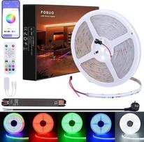 RGBW IC COB LED juosta, 10 m, 24 V, WS2811, adresuojama RGB + 6000 K šaltai balta, 7840 šviesos diodų, įvairiaspalvė, reguliuojamo ryškumo, lipnilipni, valdoma per programėlę, sinchronizuojama su muzika, skirta svetainės, žaidimų ir vakarėlių dekoravimui
