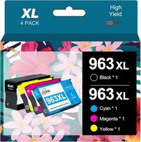 RGiNK rašalo kasetė 963XL, suderinama su HP 963 ir HP 963XL, skirta spausdintuvams „HP OfficeJet Pro 9012“, „9010“, „9020“, „9014“, „9015“, „9016“, „9018“, „9019“, „9022“ 9025 (1 juodas, 1 žydras, 1 raudonas, 1 geltonas)
